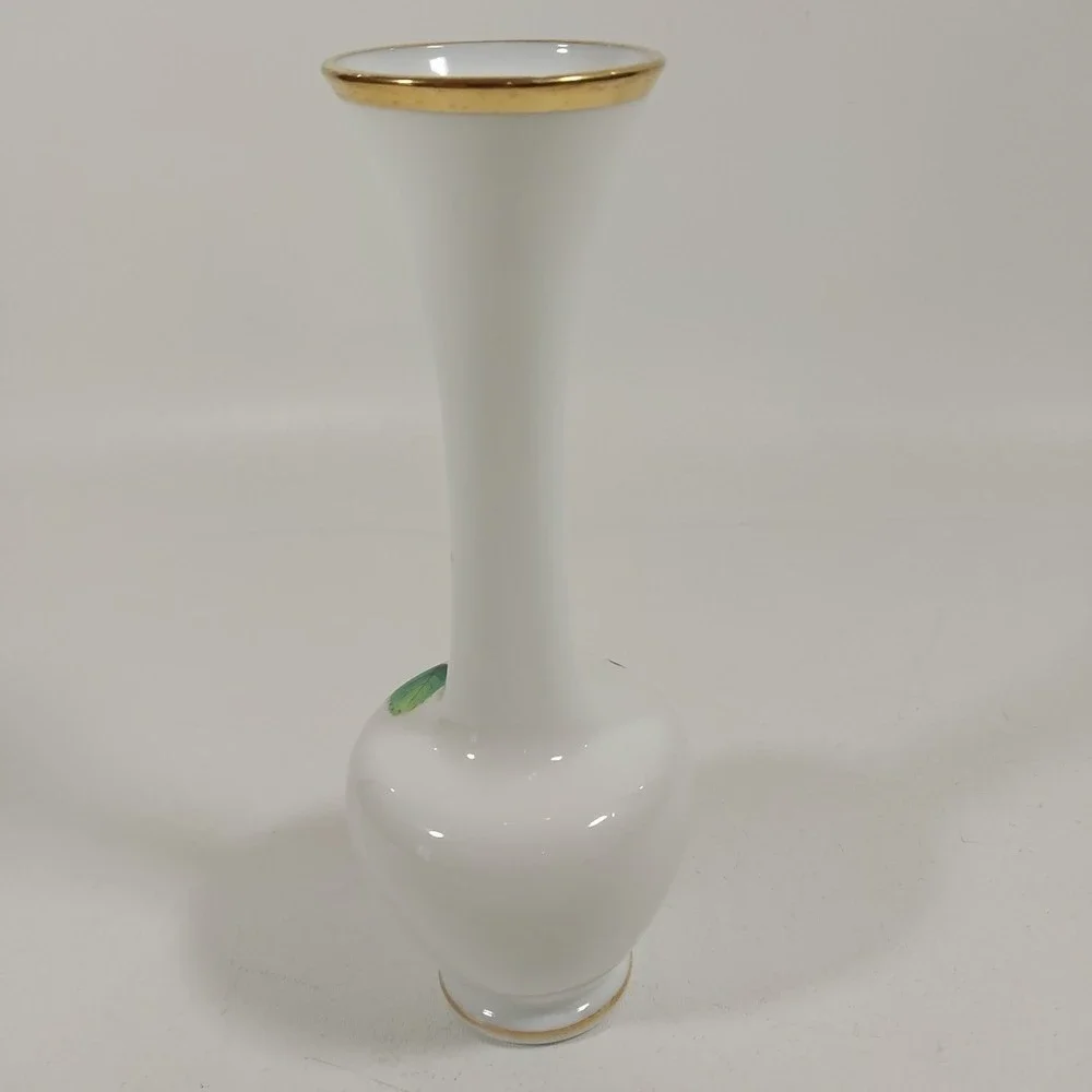 Enesco Japan Hand Painted Glass Bud Vase‎ with Roses Violets Leaves Vintage